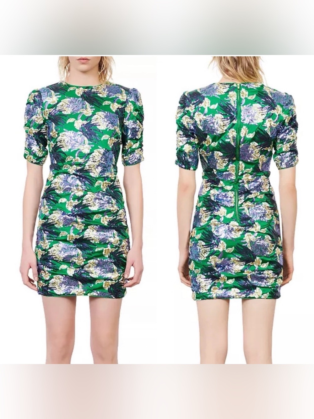 NWT Maje Razul Sequin short Sleeve Mini Dress size 40 MSRP $595